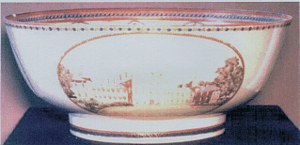 1802 Lowestoft Punch Bowl and Silver Ladle image