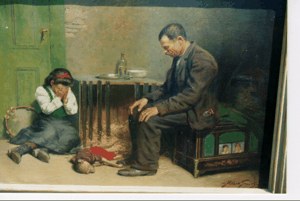 Abbott Graves, Painting Scene, crying over dead monkey image