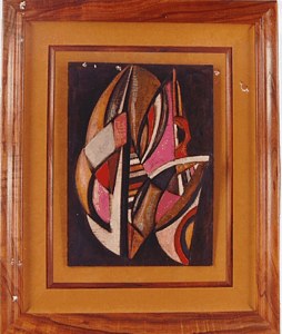 Abstract Framed Sculpture in Pink and Brown image