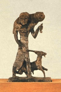 Ancient Ivory Piece of Man Carrying Lioness image