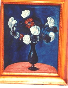 Carnations in Black Vase image