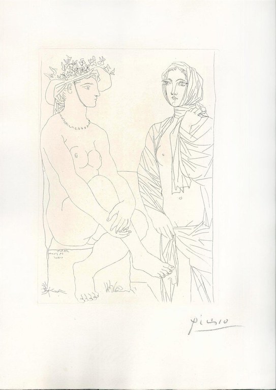 Femme Assise au Chapeau et Femme Dabout Drapee image