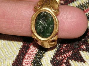 Gold Ring with Carved Gem Stone image