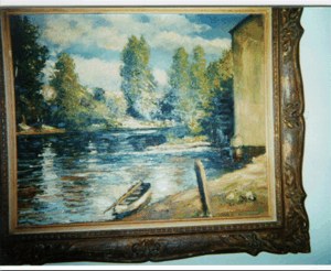 J. D. van Caulaert, untitled - Lake Scene, oil on canvas image