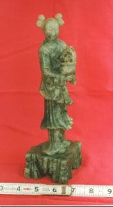 Jade Statue of Asian Woman Standing with Basket image
