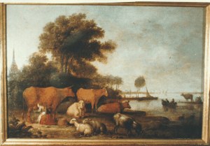 Landscape with Cattle and a Milking Woman image
