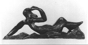 Bronze sculpture of a reclining woman
