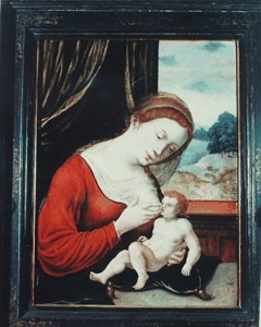 Madonna and Child, a Landscape Beyond image