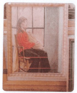 Model Seated Red Shirt image