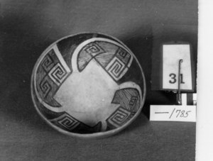 Native American Bowl, Black on White Pinto Polychrome (restored) image