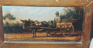 Negro Boy Riding in Donkey Cart image