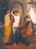 Nude Woman Dressing with Attendants image