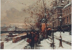 Snow scene of Paris
