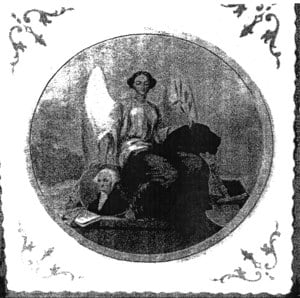 Roundel with Angel's hand resting on portrait of George Washington image