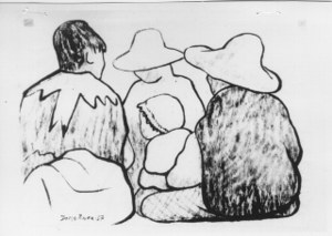 Untitled Diego Rivera drawing of Figures with Hats image