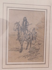 Untitled Frank Tenney Johnson drawing of Indians on Horseback image