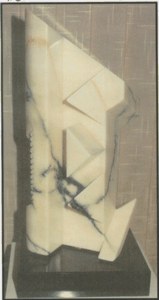 White Marble Sculpture in Abstract Geometric Design image