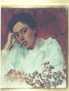 Woman in White with Flowers image