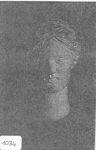 Woman's Head from larger statue, with Red Hair pulled to a bun image